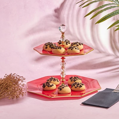 EMSAN MİLA SEKİZGEN KATLI KURABİYELİK BONCUKLU KIRMIZI